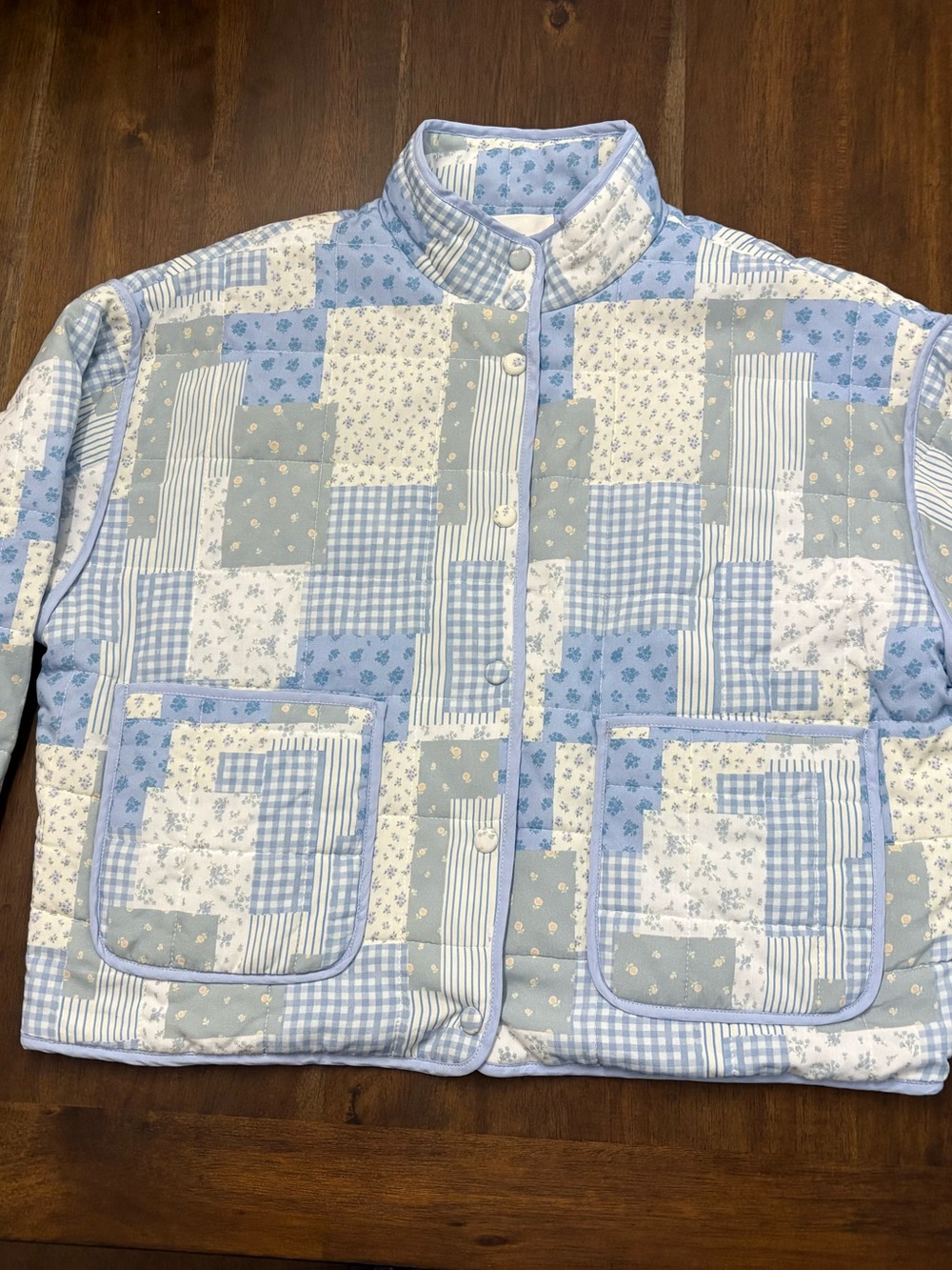 Le Lis Light Blue Quilted Patchwork Jacket